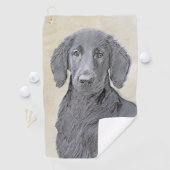 フラットコーテッドリト絵画リーバー – オリジナルドッグアート ゴルフタオル (インサイチュ)