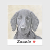 フラットコーテッドリト絵画リーバー – オリジナルドッグアート シール (シート)