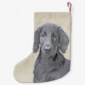 フラットコーテッドリト絵画リーバー – オリジナルドッグアート スモールクリスマスストッキング (裏面)