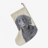 フラットコーテッドリト絵画リーバー – オリジナルドッグアート スモールクリスマスストッキング (裏面 (吊り時))