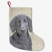 フラットコーテッドリト絵画リーバー – オリジナルドッグアート スモールクリスマスストッキング (正面)