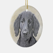 フラットコーテッドリト絵画リーバー – オリジナルドッグアート セラミックオーナメント (右)