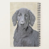 フラットコーテッドリト絵画リーバー – オリジナルドッグアート プランナー手帳 (裏面)
