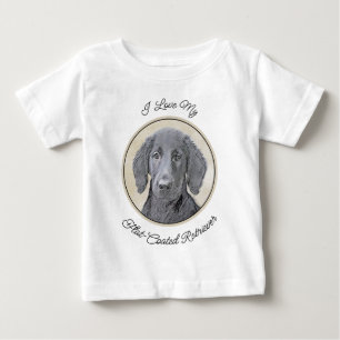 フラットコーテッドリト絵画リーバー – オリジナルドッグアート ベビーTシャツ