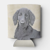 フラットコーテッドリト絵画リーバー – オリジナルドッグアート 缶クーラー (裏面)