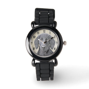 フラットコーテッドリト絵画リーバー – オリジナルドッグアート 腕時計