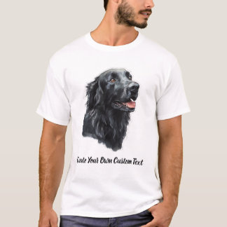 フラットコーテッドレトリーバー オリジナルカスタムテキスト Tシャツ