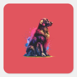 フラットコートゴールデンレトリバードッグ スクエアシール