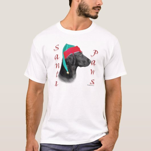 フラットコートリトリエバーサンタポーズ Tシャツ (正面)