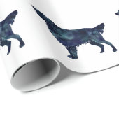 フラットコートリトリーバー黒水色シルエット ラッピングペーパー (ロールコーナー)