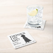 フラットコートリトリ結婚ーバー スクエアペーパーコースター (インサイチュ)