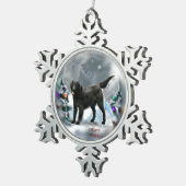 フラットコートレトリエバークリスマス スノーフレークピューターオーナメント (右)