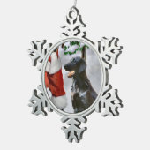 フラットコートレトリエバークリスマス スノーフレークピューターオーナメント (右)