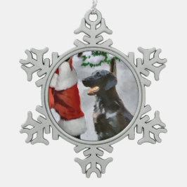 フラットコートレトリエバークリスマス スノーフレークピューターオーナメント