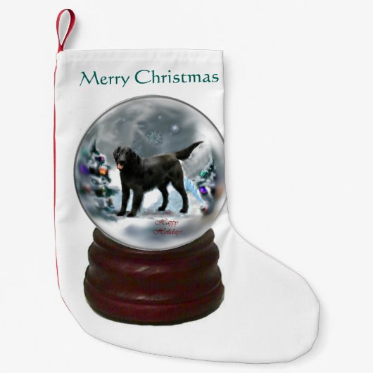 フラットコートレトリエバークリスマス スモールクリスマスストッキング (正面)