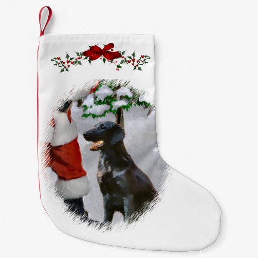 フラットコートレトリエバークリスマス スモールクリスマスストッキング (正面)