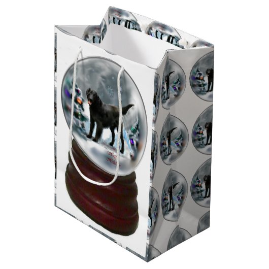 フラットコートレトリエバークリスマス ミディアムペーパーバッグ (正面アングル)