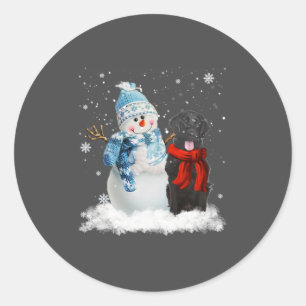 フラットコートレトリエバードッグクリスマス雪だるまキリスト ラウンドシール