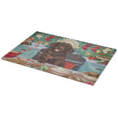 フラットコートレトリエバーホリデーベーキング：クリスマス カッティングボード (角)