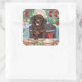 フラットコートレトリエバーホリデーベーキング:クリスマス スクエアシール (バッグ)