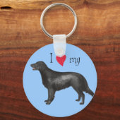 フラットコートレトリバーが大好き キーホルダー (正面)