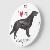 フラットコートレトリバーが大好き ラージ壁時計 (傾斜)