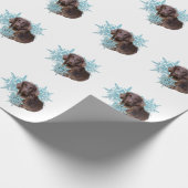 フラットコートレトリバーで雪片 ラッピングペーパー (角)