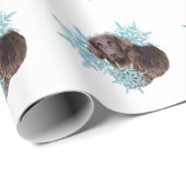 フラットコートレトリバーで雪片 ラッピングペーパー (ロールコーナー)