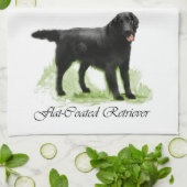 フラットコートレトリバーのアートギフト キッチンタオル (折り畳み)