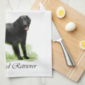 フラットコートレトリバーのアートギフト キッチンタオル (四つ折り)