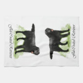 フラットコートレトリバーのアートギフト キッチンタオル (横)