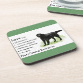 フラットコートレトリバーのアートギフト コースター (左側)