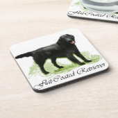 フラットコートレトリバーのアートギフト コースター (左側)