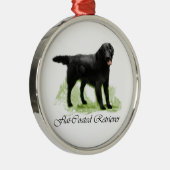 フラットコートレトリバーのアートギフト メタルオーナメント (右)