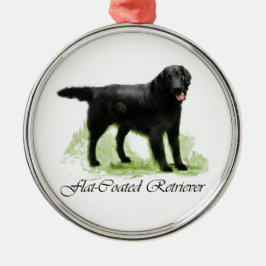 フラットコートレトリバーのアートギフト メタルオーナメント