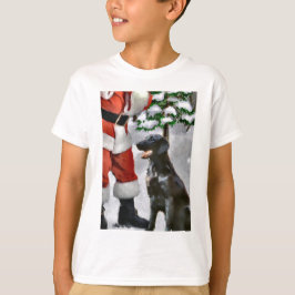 フラットコートレトリバーのクリスマスプレゼント Tシャツ