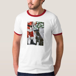 フラットコートレトリバーのクリスマスプレゼント Tシャツ