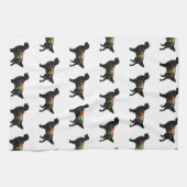 フラットコートレトリバードッグブリードボヘミアンフローラ キッチンタオル (横)