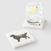 フラットコートレトリバードッグブリードボヘミアンフローラ ストーンコースター (横)