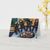 フラットコートレトリバー夏の誕生日パーティー カード (黄色い花)