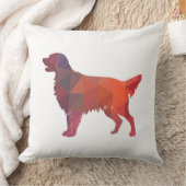 フラットコートレトリバー幾何シルエットオレンジ クッション (ブランケット)