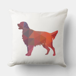 フラットコートレトリバー幾何シルエットオレンジ クッション