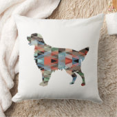 フラットコートレトリバー幾何学的シルエット – 格子縞 クッション (ブランケット)