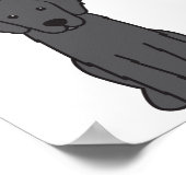 フラットコートレトリバー犬の漫画 ポスター (角)
