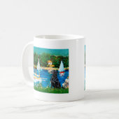 フラットコートレトリバー1 – 帆船 コーヒーマグカップ (正面左)