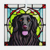 フラットコートレトリバー「ステンドグラス」 ガラスオーナメント (裏面)