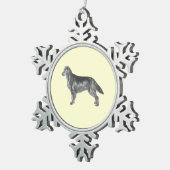 フラットコートレトリバー スノーフレークピューターオーナメント (右)