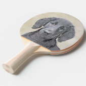 フラットコートレトリ絵画バー-オリジナルドッグアート 卓球ラケット (正面アングル)