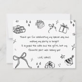 フラットサンキューカード、手書き サンキューカード (裏面)