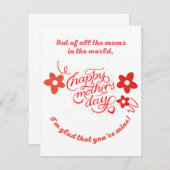 フラットサンキューカード、母の日 サンキューカード (正面/裏面)